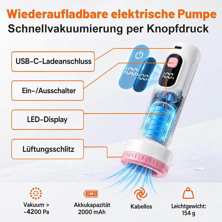 Vakuumbeutel für Kleidung mit Kabellose Pumpe 12 Stück