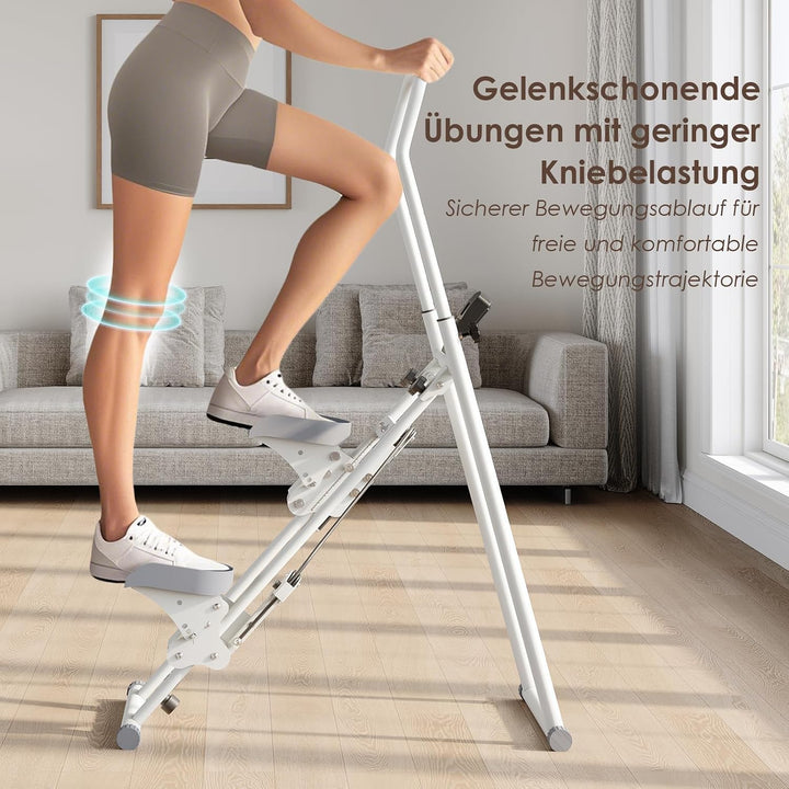Mdeam Stair Stepper für Zuhause, Vertical Climber mit Haltegriff Weiss, Weiss