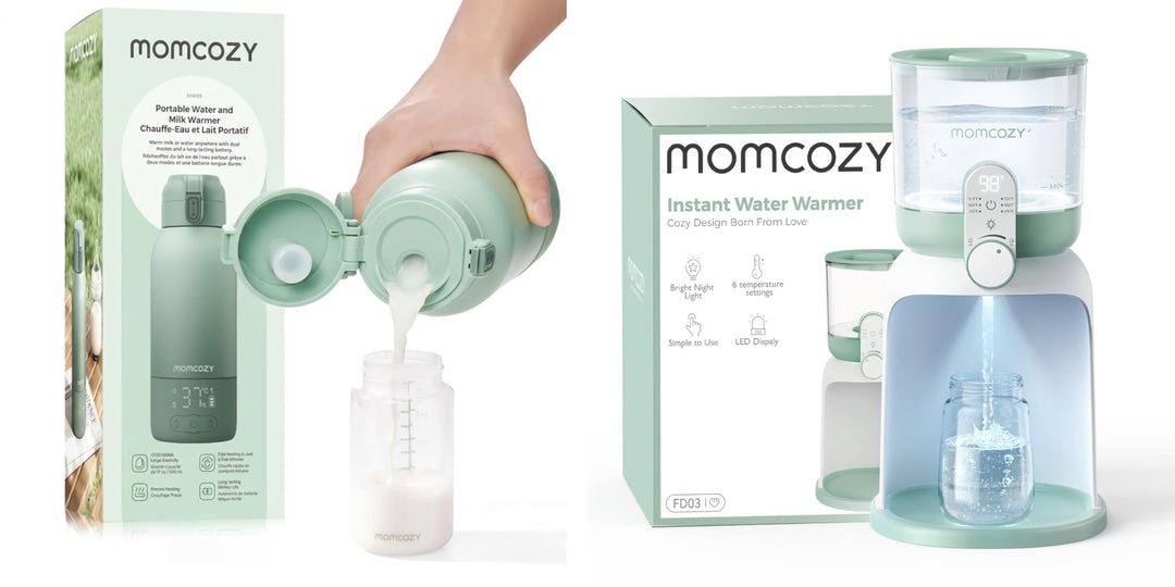 Momcozy MW05 Tragbarer Flaschenwärmer Baby für unterwegs, 500ml Kapazität + 24x Nutzung/Akku &amp; Momco
