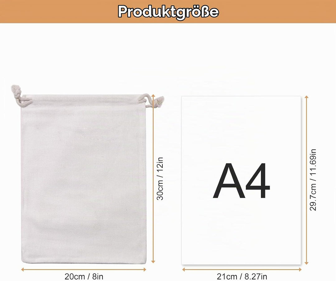 SumDirect 20 Stück Baumwolltasche Stoffbeutel mit Kordelzug, Baumwolle Säckchen Baumwollbeutel 20X30