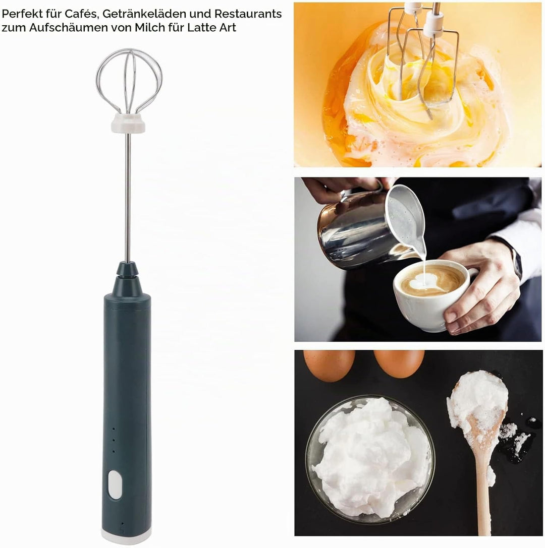 Elektrischer Mini-Stabmixer, Kabelloser Elektrischer Schneebesen mit Wiederaufladbarem USB und 2 Sch