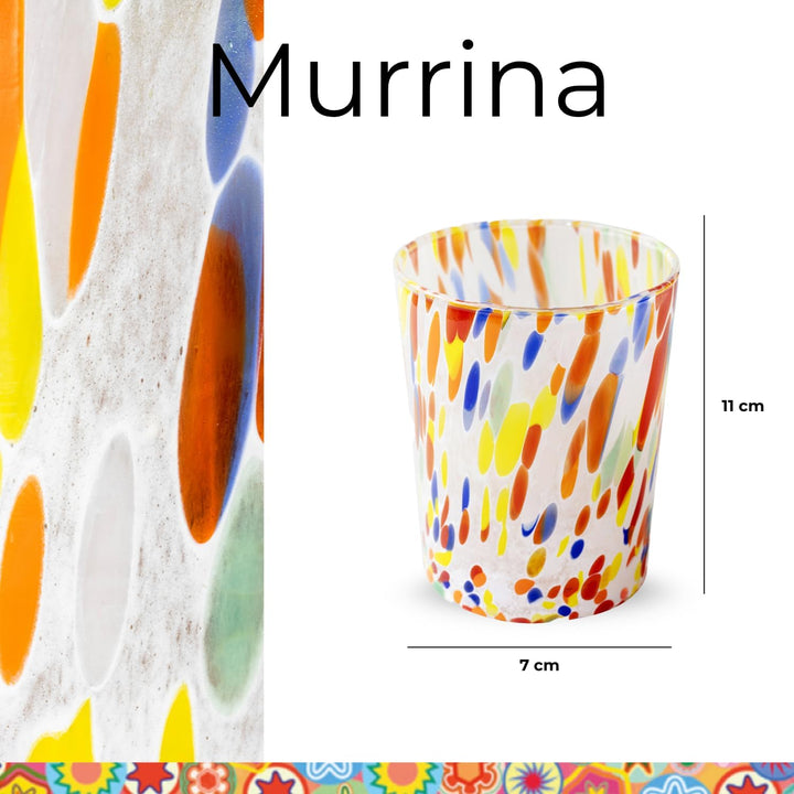 6 Wassergläser, hergestellt nach der Tradition der Murano-Handwerker, mundgeblasenes und handgearbei