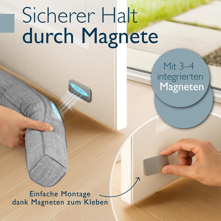 Beautissu Magnetischer Zugluftstopper für Türen 90cm – Wärmeschutz &amp; Kälteschutz Türluftstopper mit