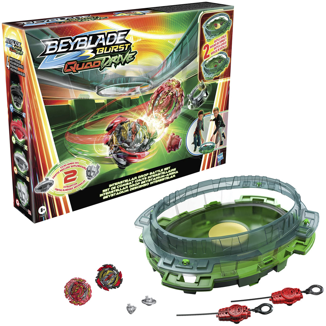 Hasbro Beyblade Burst QuadDrive Interstellar Drop Battle Set − Beystadium-Arena, 2 Kreisel und 2 Sta
