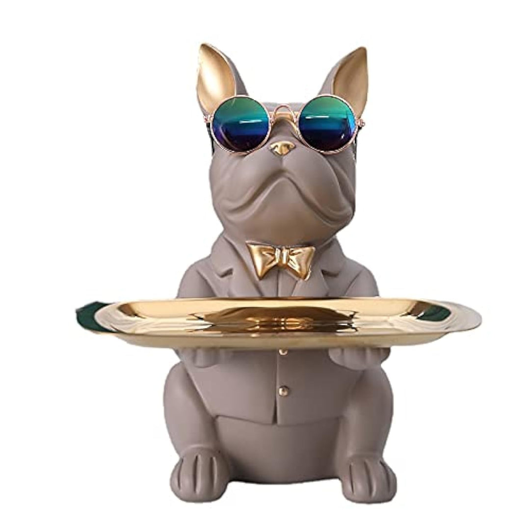 Deko Skulptur Bulldogge, Schlüsselschale Modern Schwarz, Schlüsselablage Flur, Deko Figuren Wohnzimm