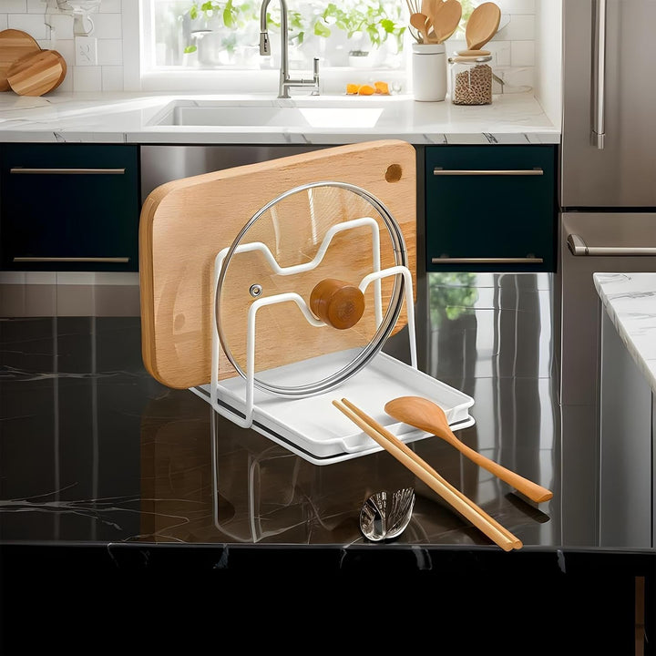 Pot Lid Organizer, Plates Rack Stand, 7.48x6.22x5.12 Inches Rustproof Shelf Holder, Space Saving Kit