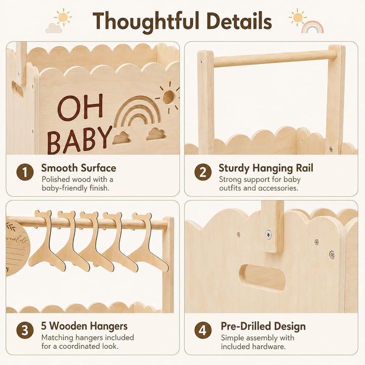 Holz Babyparty Geschenk mit Griff, Baby Aufbewahrungskorb, Holz Baby Geschenk Korb, Babykorb Neugebo