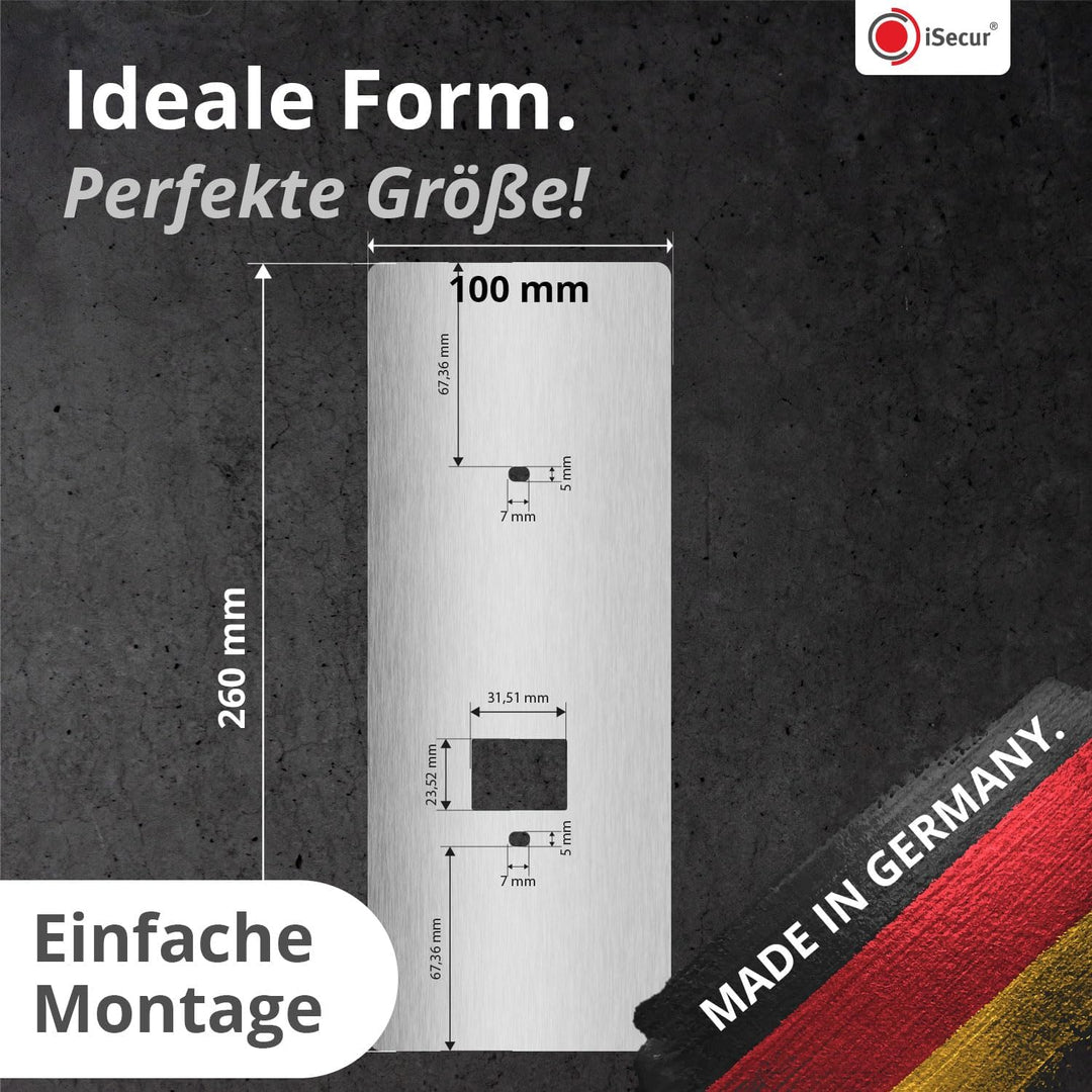 iSecur Personalisiert Edelstahl Blende Tapo D235 260x100 mm - az302, D235 Edelstahl Silber 10 x 26 c