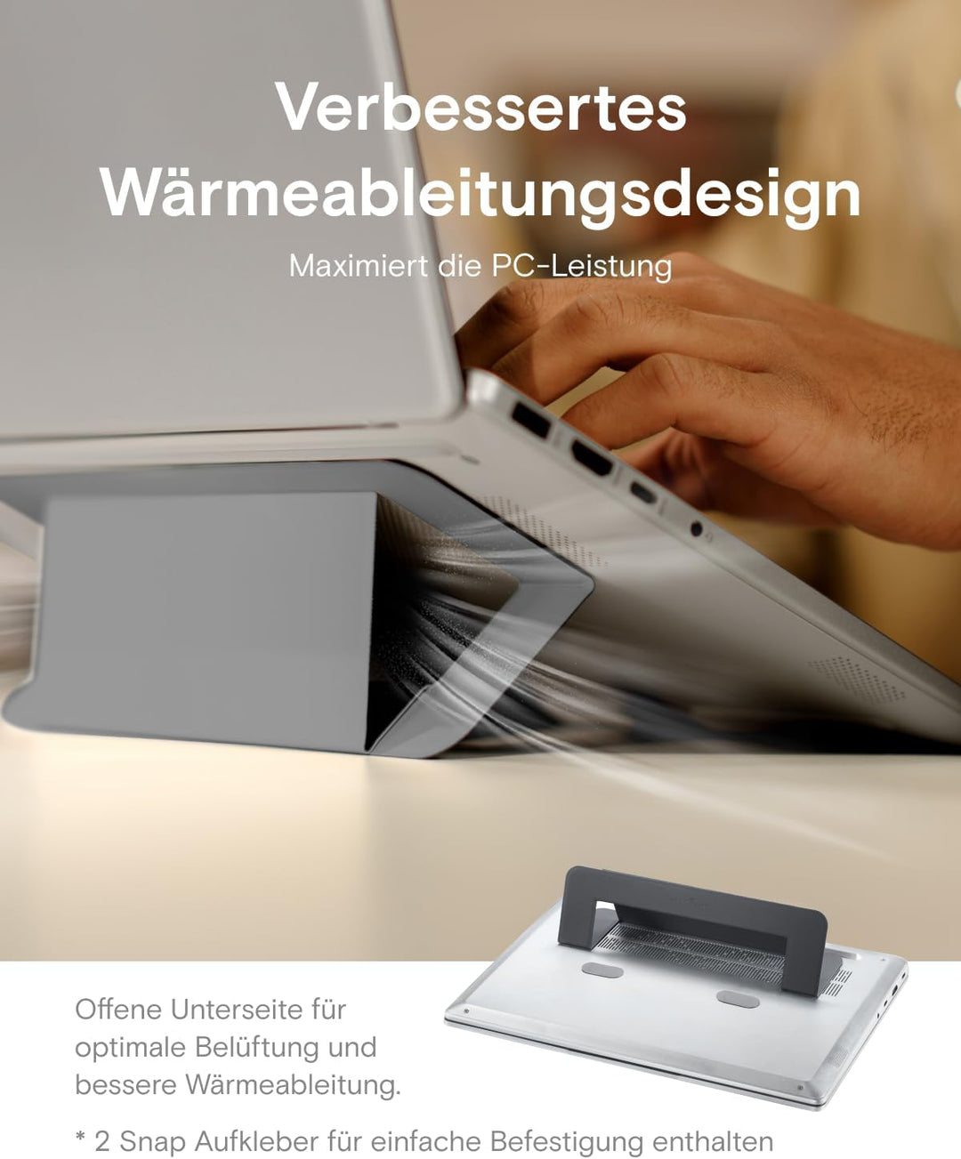 MOFT Invisible Airflow Laptopständer, mit Offenem Design für Wärmeableitung, Einstellbare Doppelwink
