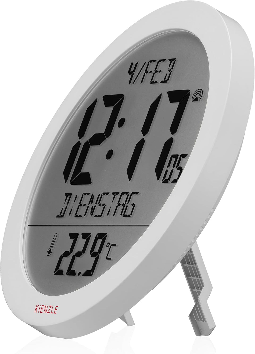 Kienzle DCF Funkwanduhr 18,7 cm mit Innentemperatur weiss