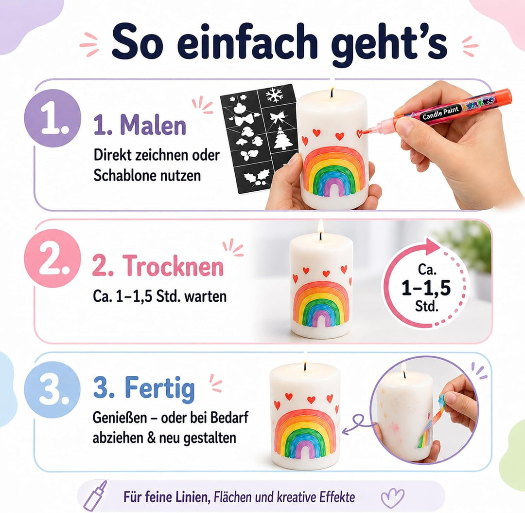 Kkluno 10ml 24er Set Kerzenstifte Wachsstifte Kerzen Bemalen DIY Basteln