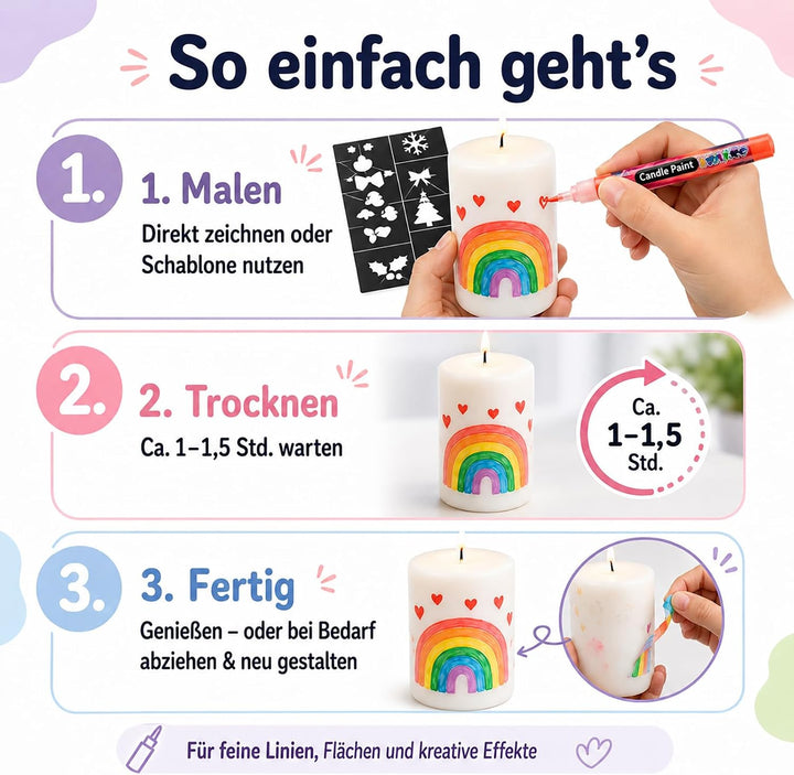 Kkluno 10ml 24er Set Kerzenstifte Wachsstifte Kerzen Bemalen DIY Basteln