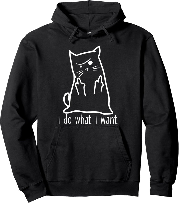 Ich tue, was ich will Unhöfliches Kitty Flipping Bird Pullover Hoodie
