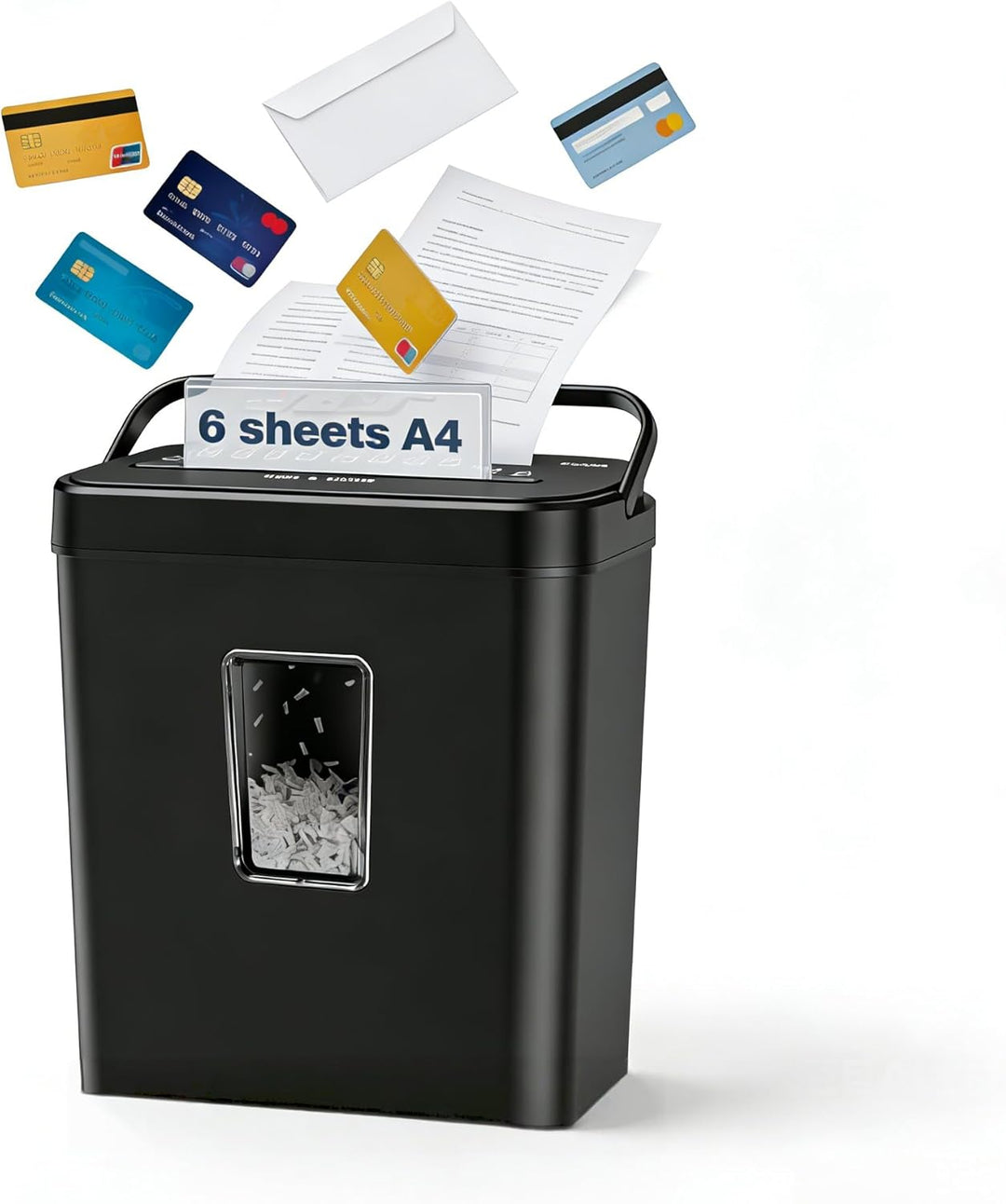 Aktenvernichter, 6-Blatt Kreuzschnitt Papierschredder mit P-4 Geheimhaltungsstufe, 13L Papierkorb mi