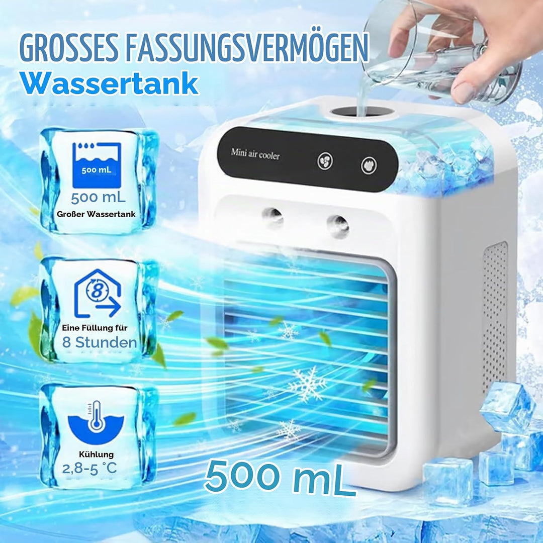 Mobile Klimaanlage, Tragbare Luftkühlgerät, Mini Klimaanlage Akku Portable, 2 Lüftungsstufen &amp; 2 Spr