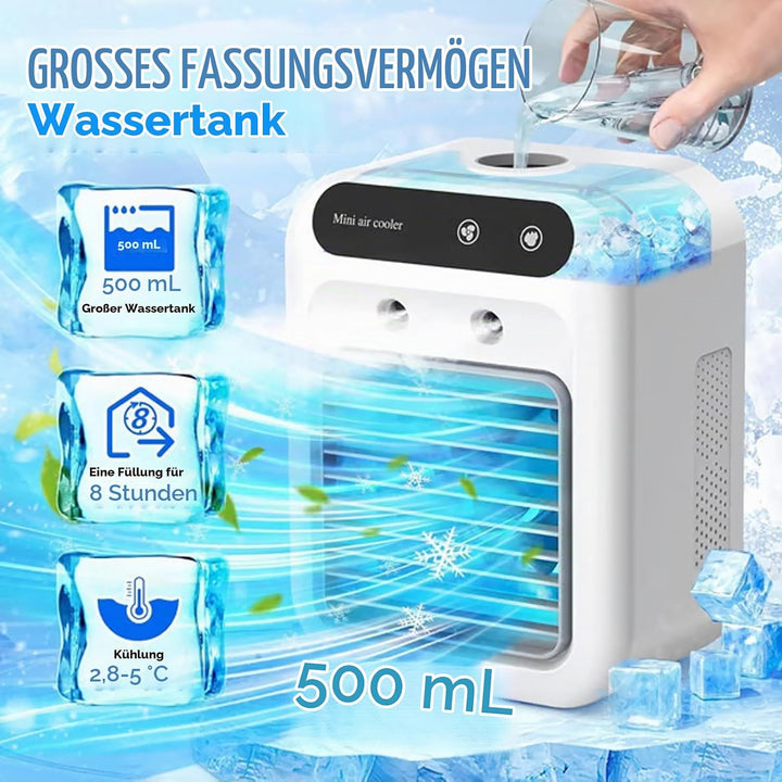 Mobile Klimaanlage, Tragbare Luftkühlgerät, Mini Klimaanlage Akku Portable, 2 Lüftungsstufen &amp; 2 Spr