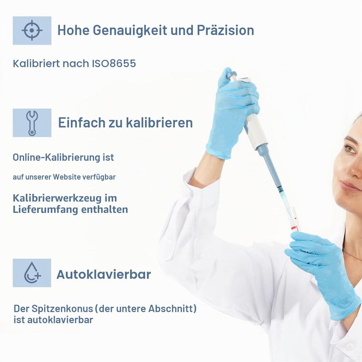 ONiLAB 0.5-10μl Labor Einkanal Pipette Scientific Labormikropipette Handbuch Einstellbares Volumen,