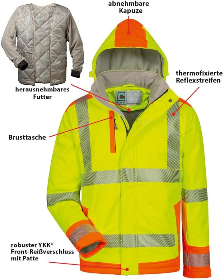 Warnschutz Winter Softshelljacke mit Kapuze Elysee *RICKMER* gelb/orange Gr. XXXL