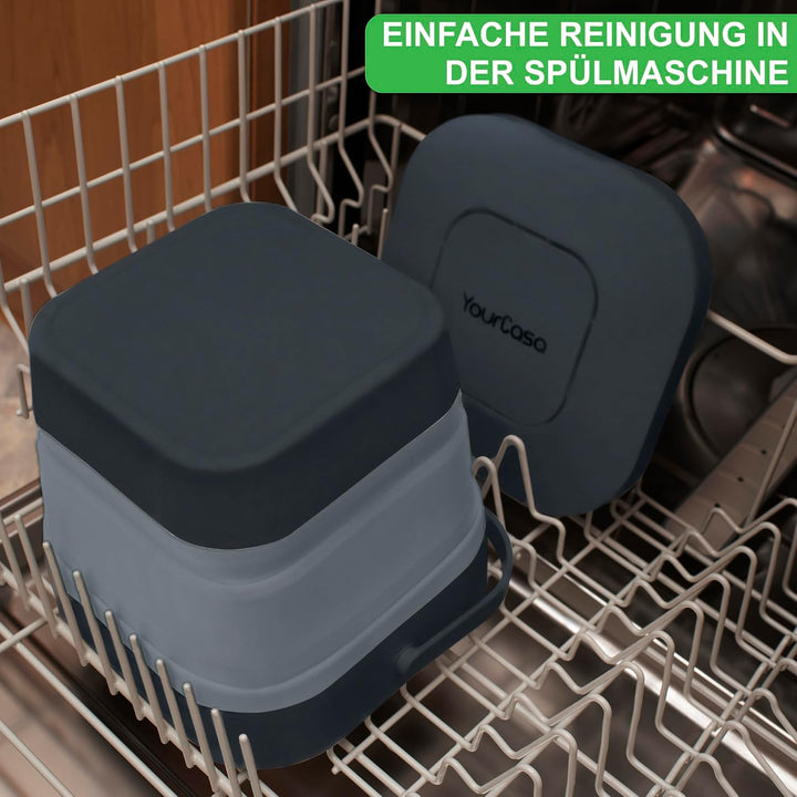 YourCasa® Faltbarer Biomülleimer 4L - kompakter Bio Mülleimer mit geruchsdichtem Aktivkohlefilter-De