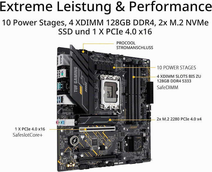 ASUS TUF GAMING B660M-E D4 Mainboard Sockel Intel LGA 1700 (Intel B660, mATX, DDR4 Speicher, PCIe 4.