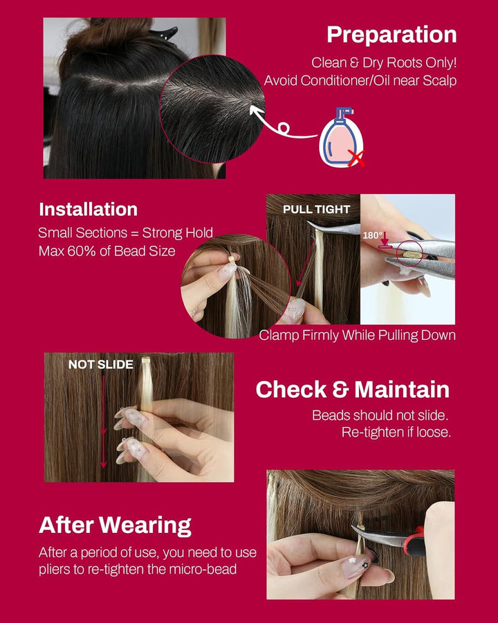 Moresoo Microring Extensions Echthaar Blond 50 cm Haarverlängerung Echthaar Microring 