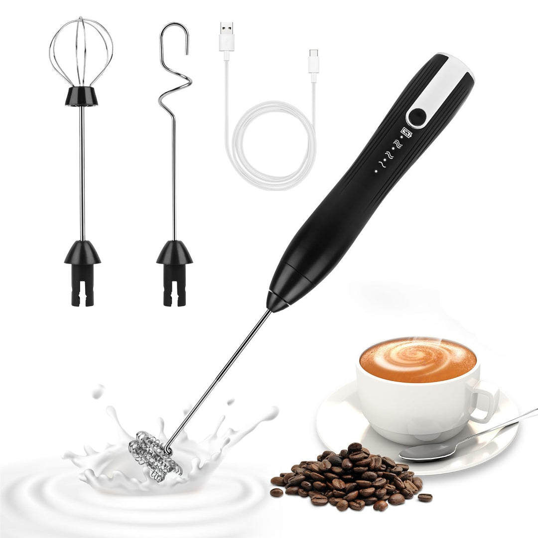 Milchaufschäumer Elektrisch USB Milchaufschäumer Stab with 3 Heads, Elektrischer Schneebesen 3 Einst