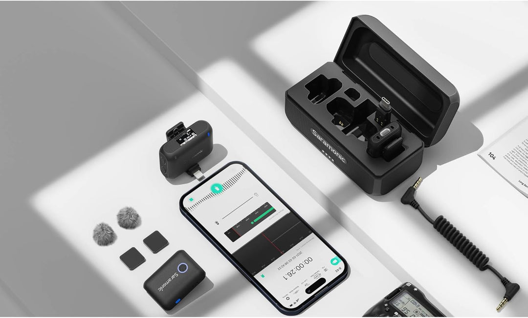 Saramonic Blink 500+ B2 Kabelloses Mikrofonsystem für 2 Personen mit Gerätehalterung, Empfänger, 3,5