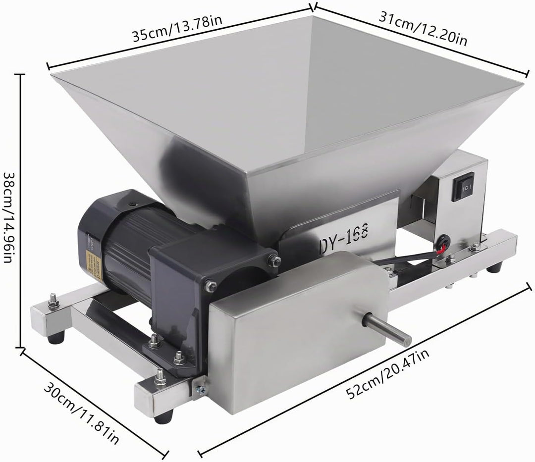 Elektrische Obstmühle aus Edelstahl – Zerkleinerungsmaschine für Obst, Brot und Zucker – 60W Motor,