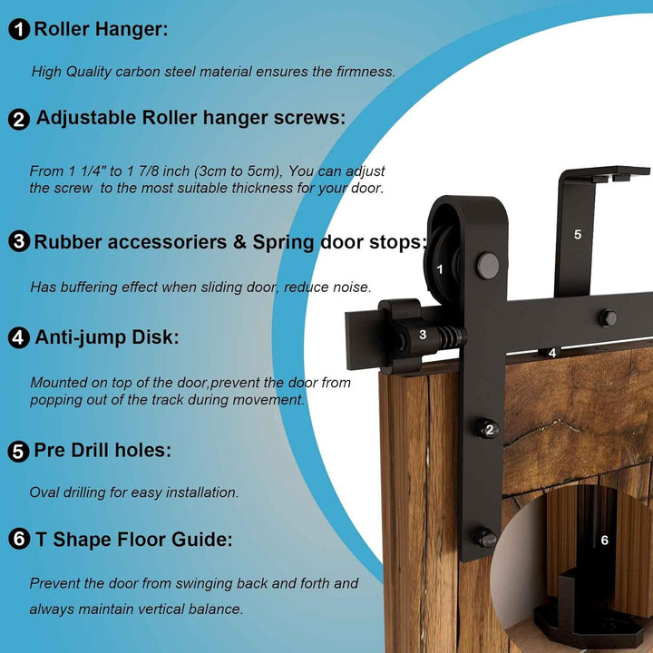 6.6FT/2M Deckenmontage Schiebetüre Beschläge, Ceiling mount brackets barn door hardware laufschiene