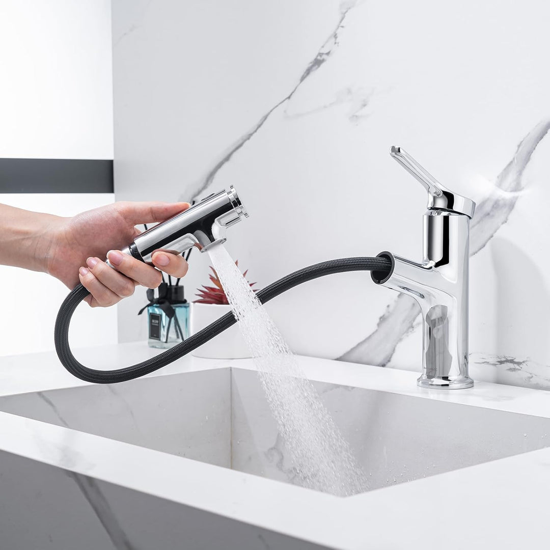 Waschtischarmatur mit Ausziehbar Brause LakeBayMZC Wasserhahn Bad,Einhebelmischer Badarmatur Waschbe
