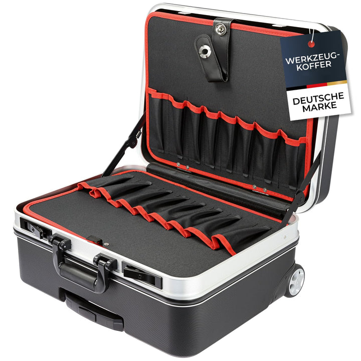 HMF 15602-02 Werkzeugtrolley leer, Werkzeugkoffer aus ABS-Kunststoff mit Rollen | 47 x 40 x 24,5 cm,