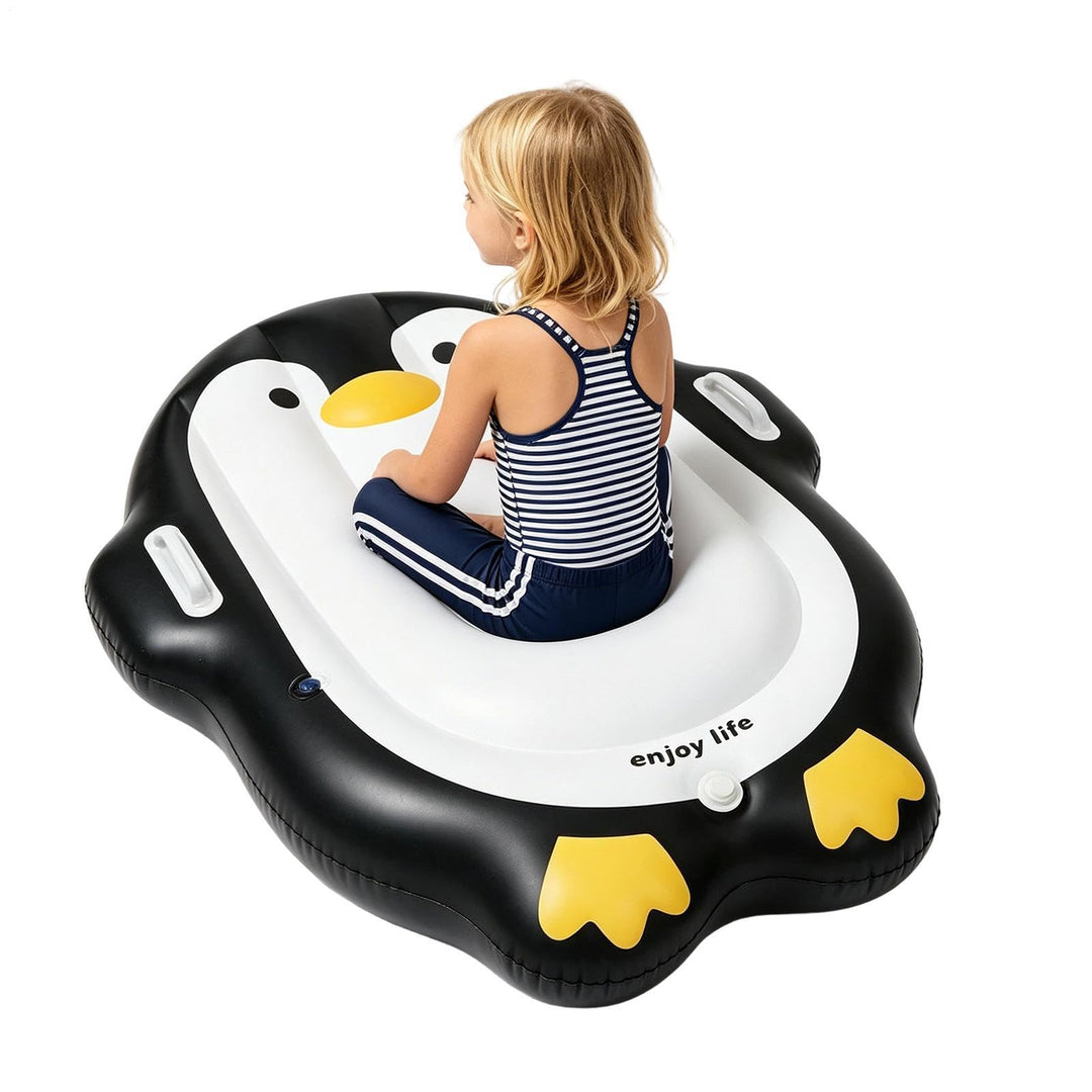 Aufblasbares Kinder-Surfbrett – Niedliches Pinguin-Design mit Haltegriff