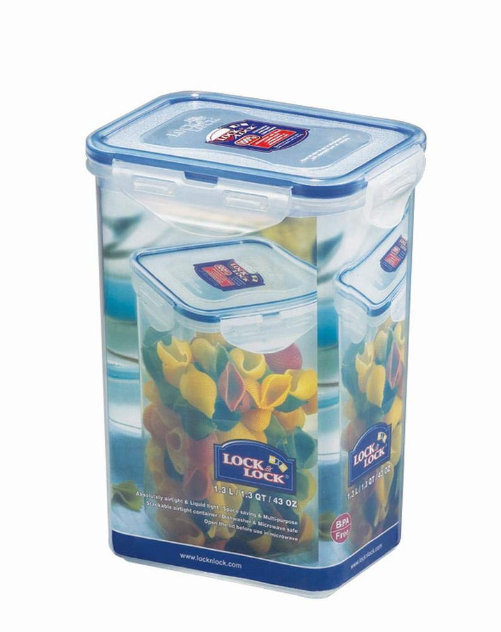 Lock &amp; Lock Frischhaltedose, Vorratsdose, transparent, 1,3 l, rechteckig hoch, 6 Stück, 135 x 102 x