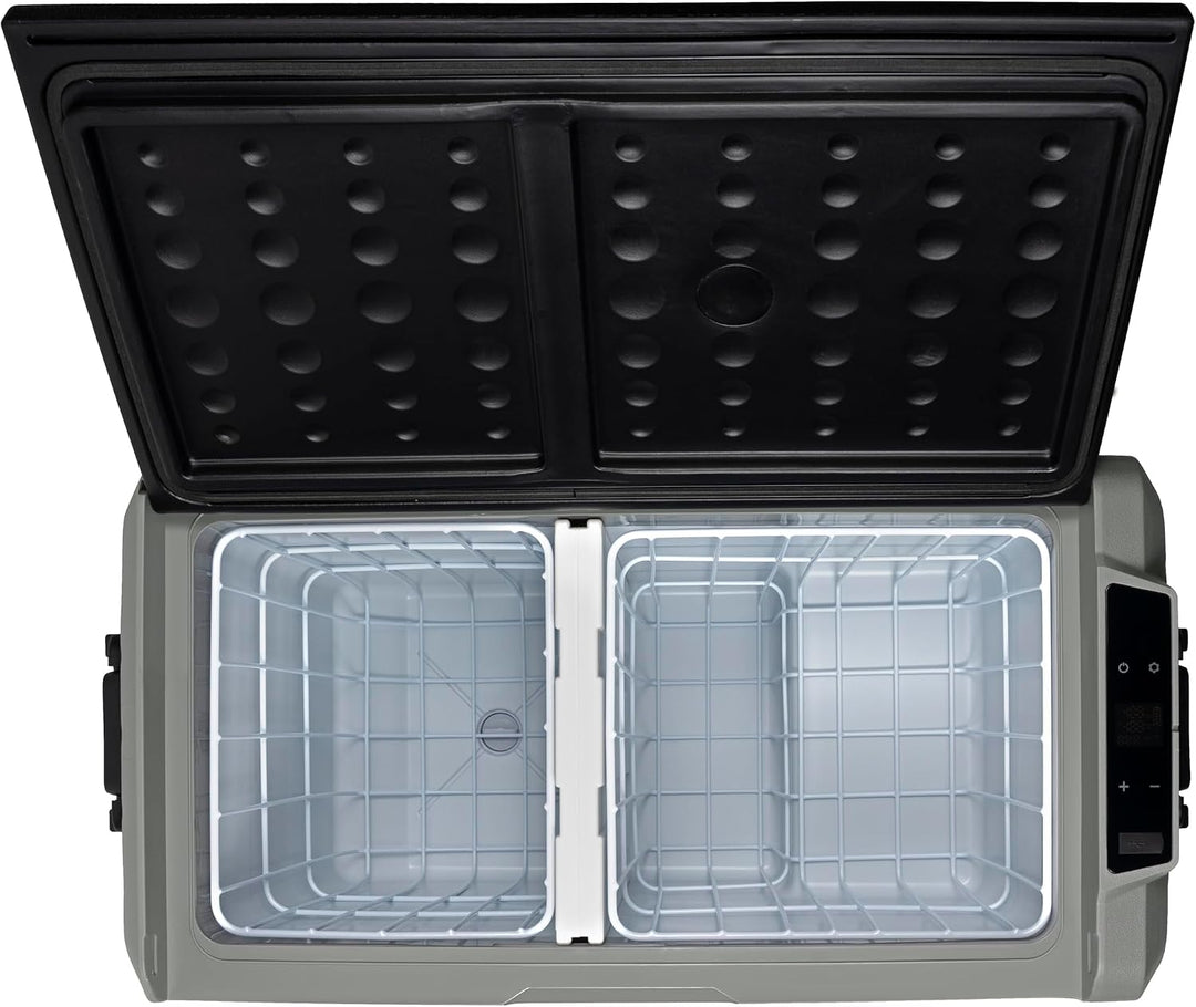 Steamy-E Dual Zone 60 Roller, Elektrische Kompressor Kühlbox mit Rollen, 56 Liter, 12V/ 230V, zum Kü