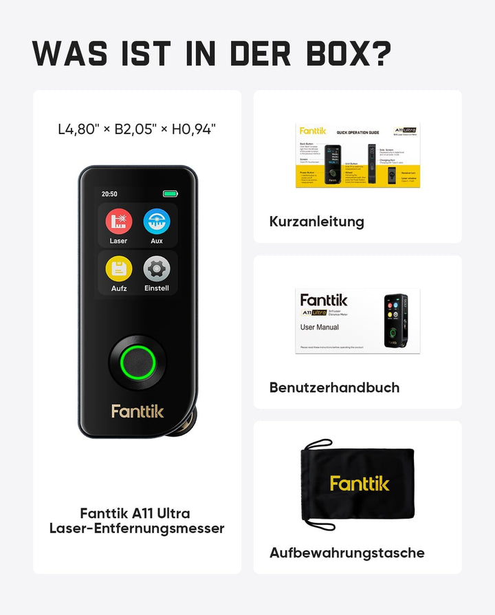 Fanttik A11 Ultra 3-in-1 Laser-Entfernungsmesser, IPS-Touchscreen