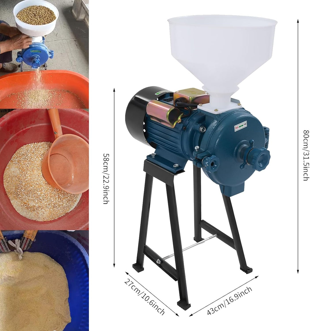 Elektrisch Getreidemühle Kornmühle mit Trichter Schrotmühle Zerkleinerer Grain Mill Kommerzielle ele