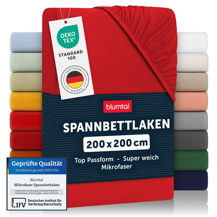 Blumtal® Spannbettlaken 200x200 cm aus Microfaser -zertifiziertes Bettlaken 200x200 cm - Spannbetttu