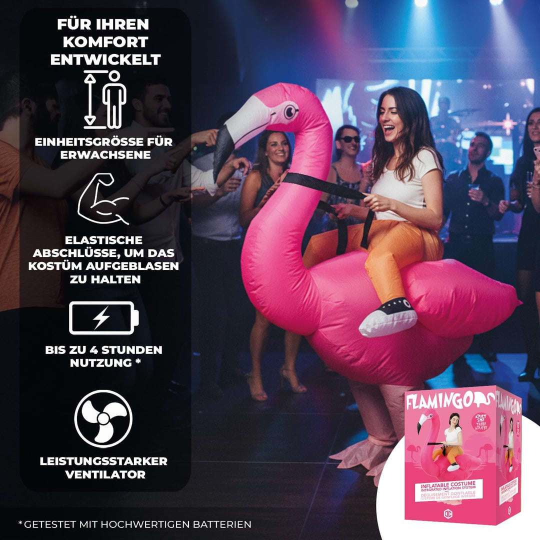 AirSuit® Aufblasbares Kostüm Rosa Flamingo | Ungewöhnliches Kostüm in Erwachsene | Grösse 160 bis 19