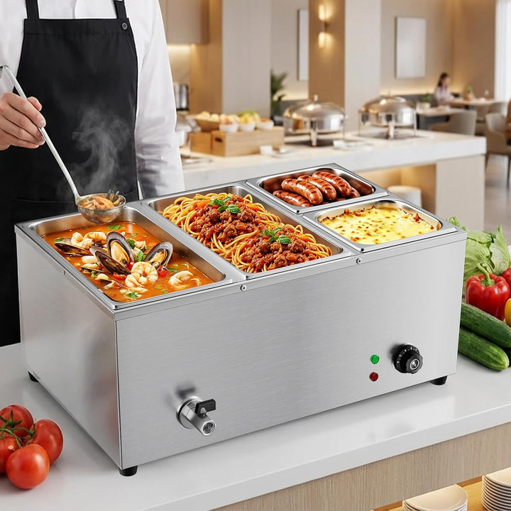 TAIMIKO Elektrisches Badezimmer, Edelstahl, 220 V, professionelle Speisew?rmer, Bain Marie mit 6 F?C