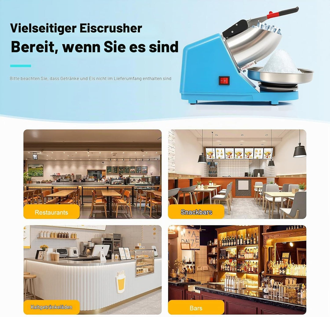 Elektrischer Ice Crusher, Edelstahl Eiszerkleinerer Crusheisbereiter, Kapazität von zerstossenem Eis