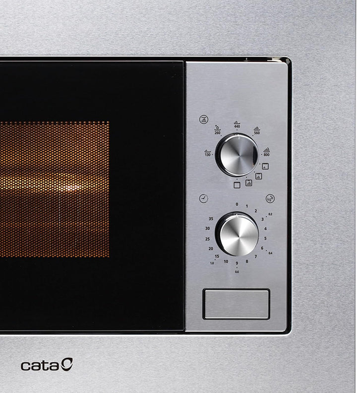 CATA MC 20 IX Einbaumikrowelle Inox Innenbereich aus Edelstahl 5 Leistungsstufen Grill 1000 W Selbst