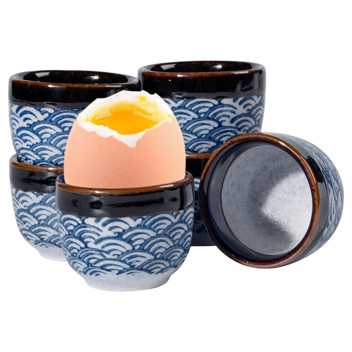 Eierbecher im 6er-Set, Hochwertige Keramik, Design Süsser Schneemann, Porzellan, Eierhalter Geschirr