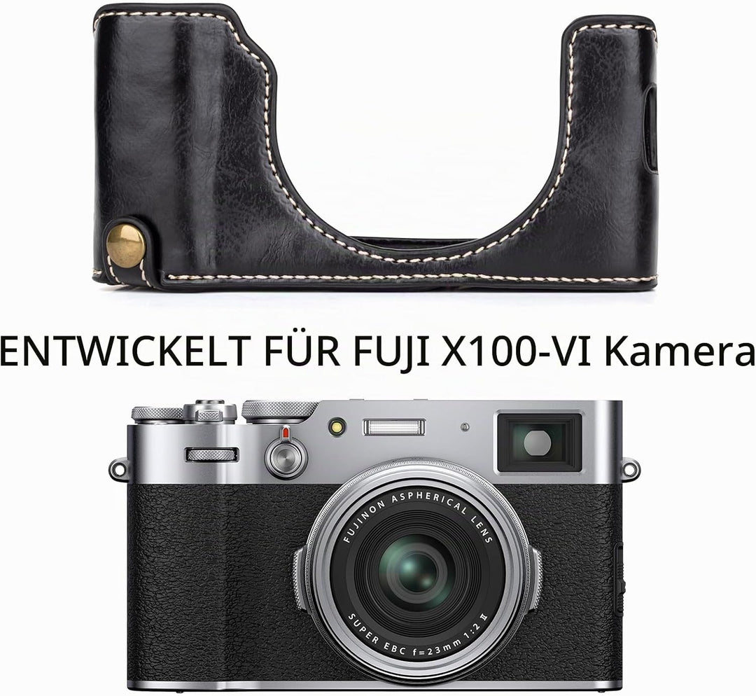 MUZIRI KINOKOO PU-Leder Tasche für Fuji X100VI, schützende Halbhülle, kompatibel mit Fujifilm X100VI