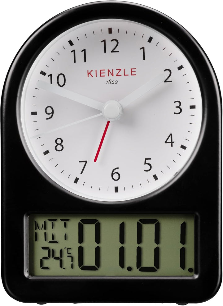 Kienzle Retro Wecker analog mit Digitaldisplay und stabilem Metallgehäuse