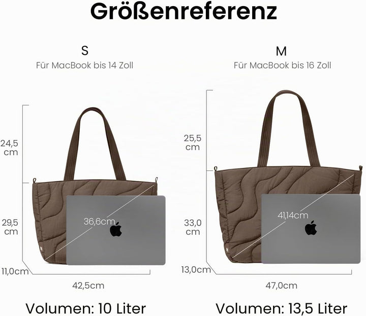 tomtoc Puffer Laptop Tragetasche für Damen, 13,5L Tote Bag für 15-16 Zoll Macbook, Leichte Schultert