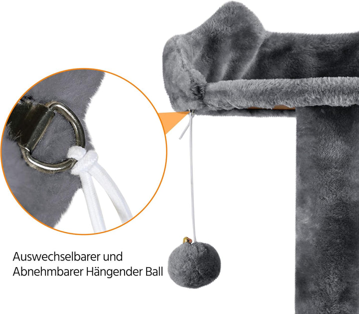 Yaheetech 178 cm Kratzbaum gross Stabiler Katzenbaum mit 2 Höhlen dunkelgrau Dunkelgrau 55 x 55 x 17