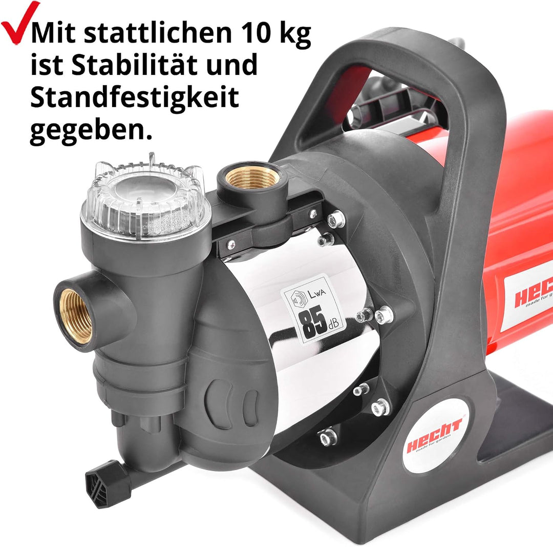 HECHT Kreiselpumpe – leistungsstarke Wasserpumpe mit 1100 Watt (230V), max. 4,5 bar Druck, 4600 l/h
