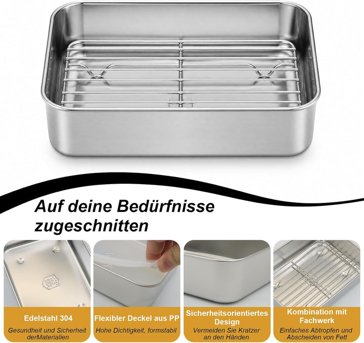 2 Stück Airfryer Zubehör für Ninja Dual Zone &amp; FlexDrawer Auflaufform Airfryer mit Deckel 304 Edelst