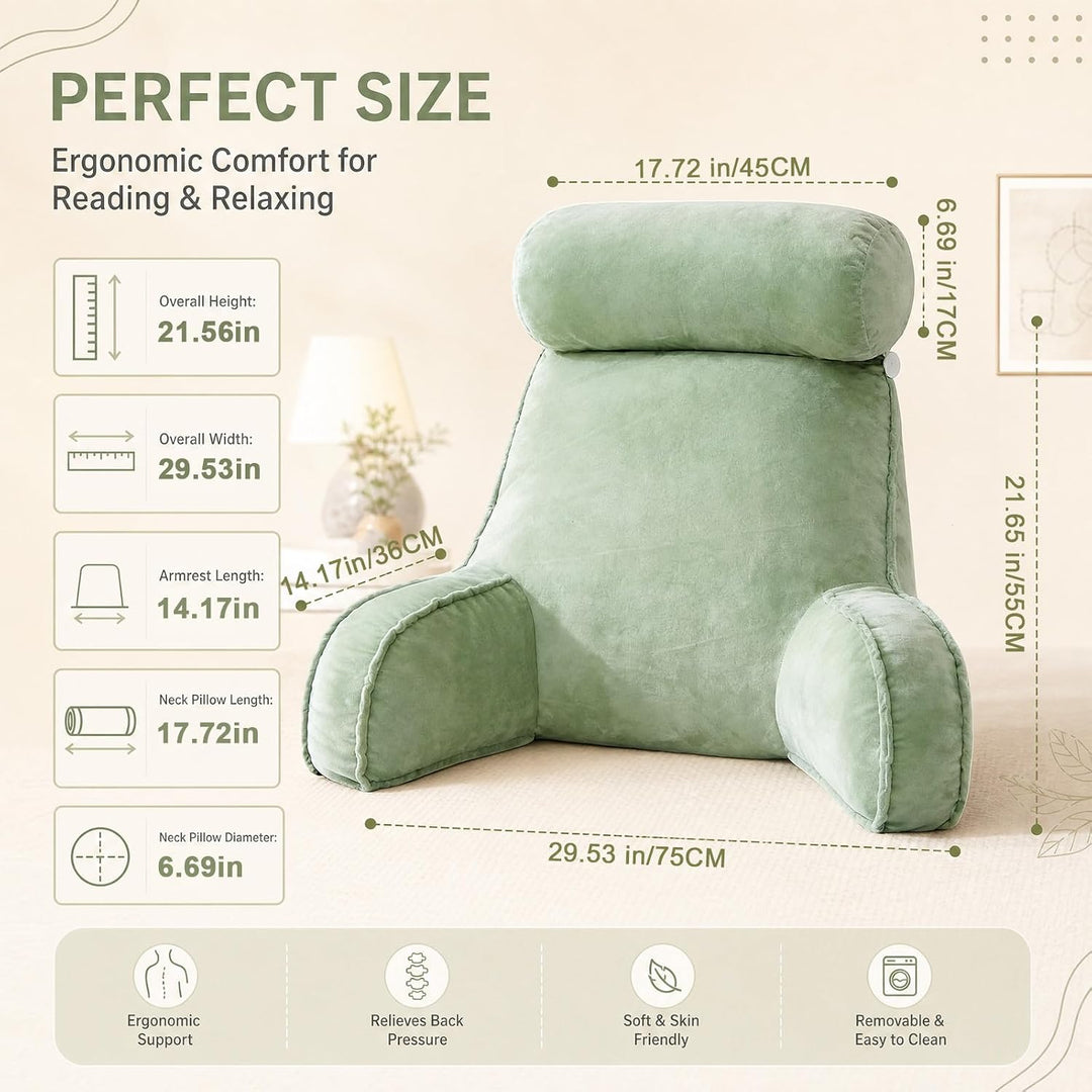 Lesekissen für Bett und Sofa, Rückenkissen Sitzkissen mit RüCkenlehne mit Handgelenkstütze, Armlehne