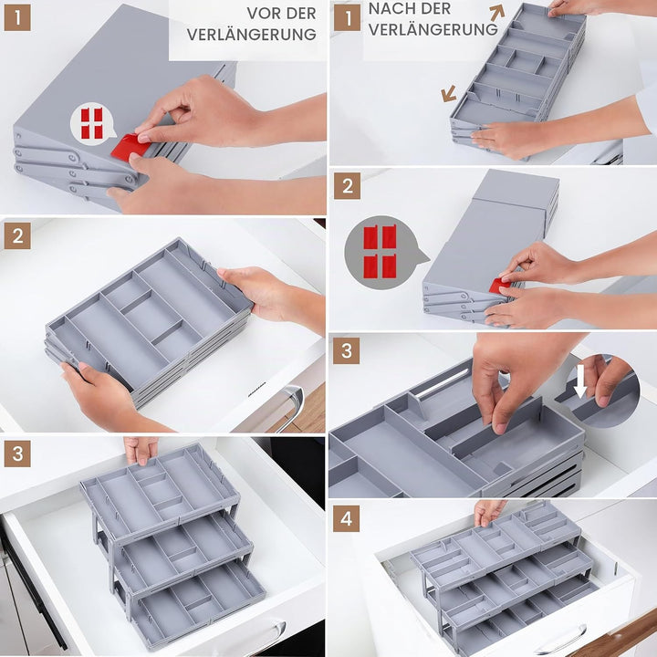 BELLE VOUS Erweiterbarer Schubladenorganizer - 3-stufiger Kommode Organizer für Make-up und Schmuck